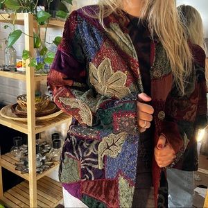 Witchy Patchwork Leaves Hippie Jacket